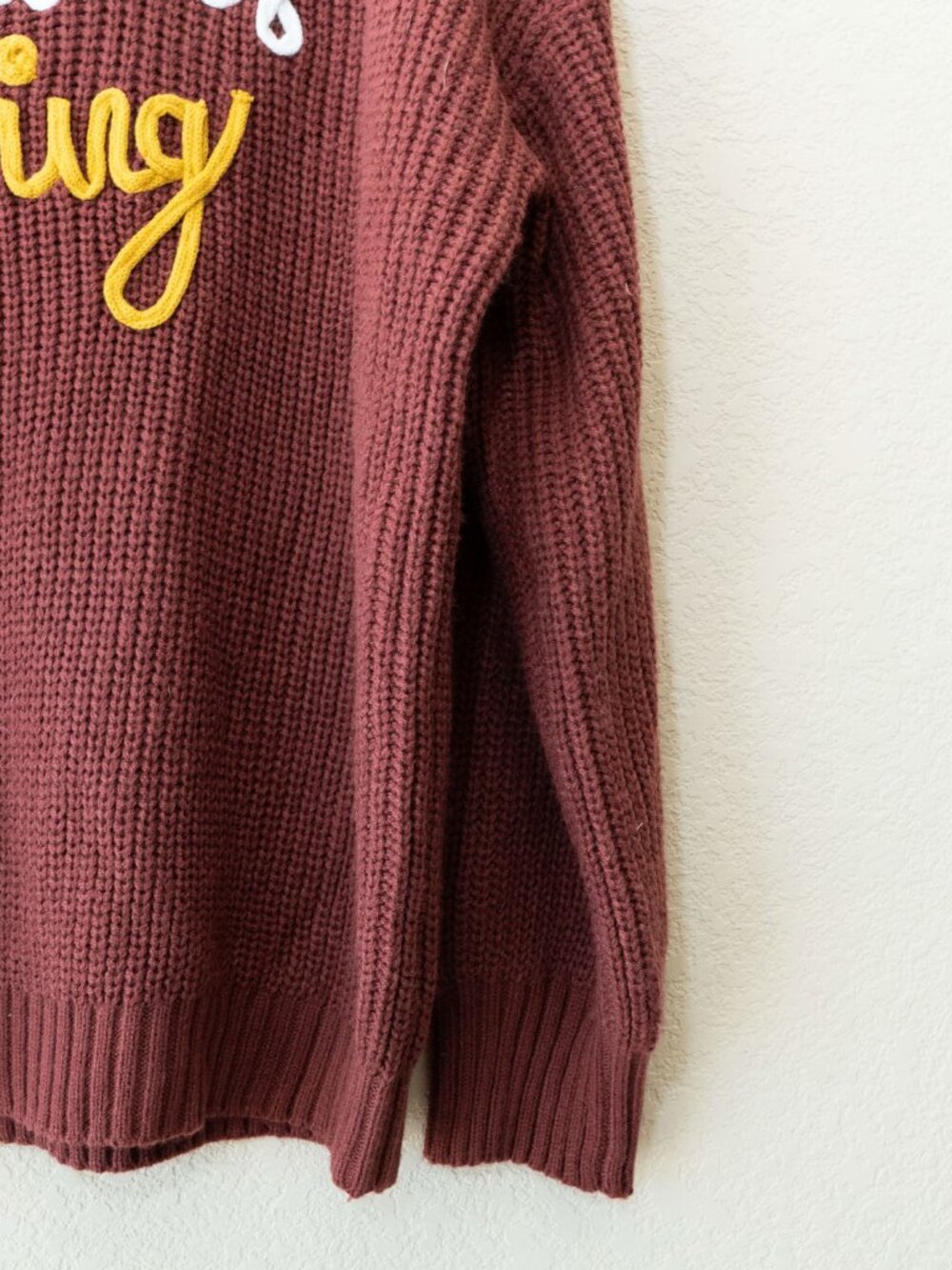 Trends Boutique On Main Sweater Womens L Brown Thanksgiving Embroidered Knit - Picture 8 of 14